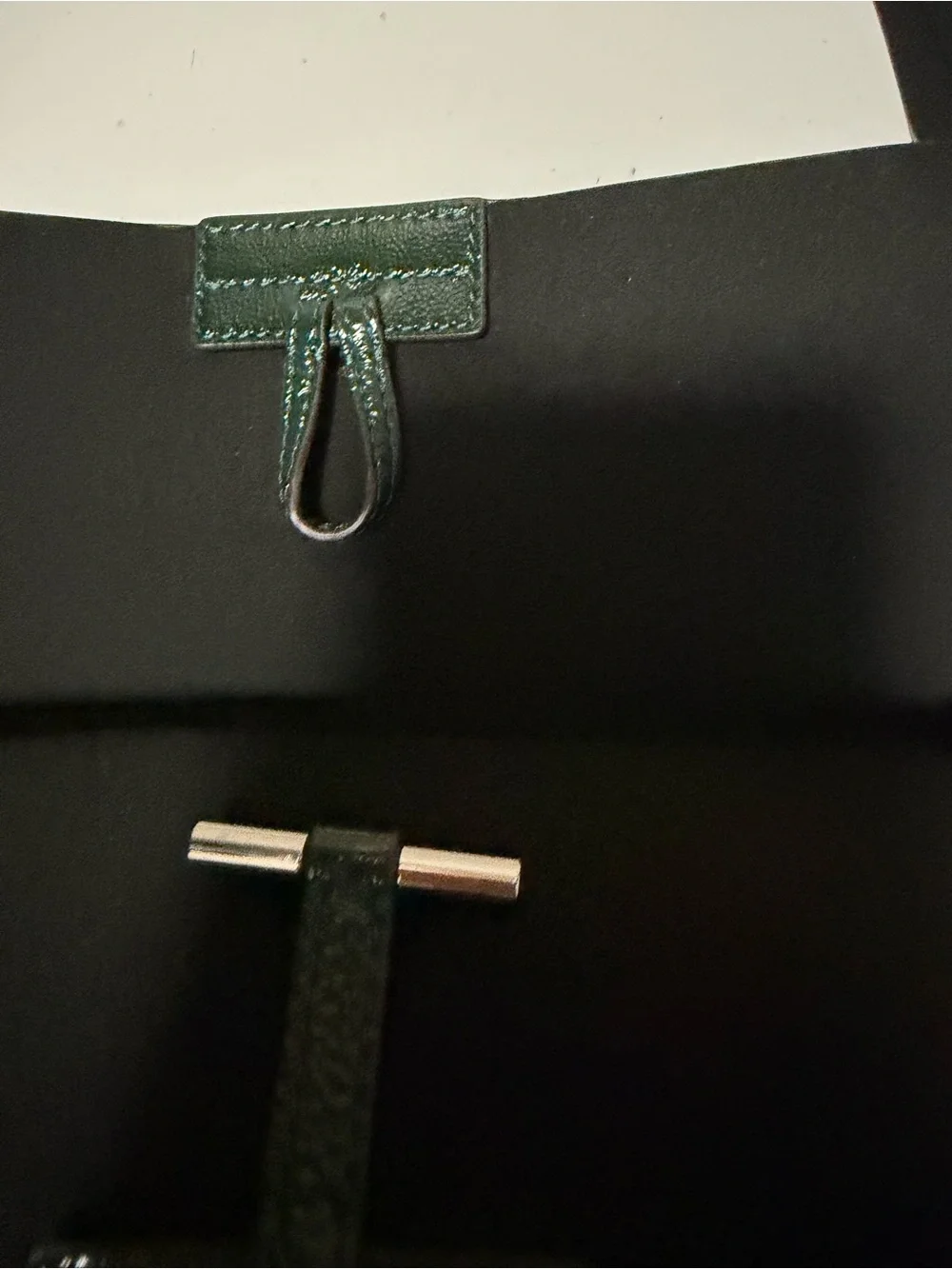 Tory Burch Dark Green Tote with Burgundy Handles - Picture 5 of 8